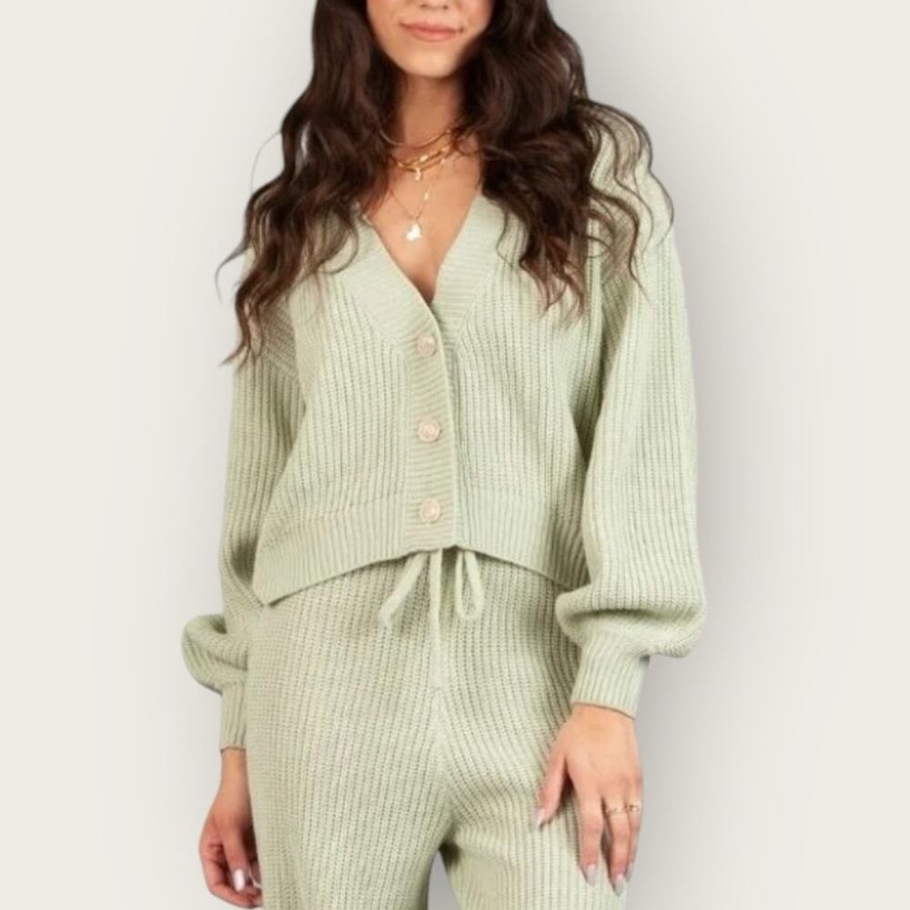 NWT | Lucca | Balloon Sleeve Cardigan | Pistachio Green | Large